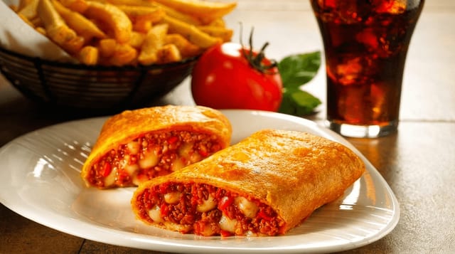 Pizza Puff With Fries.